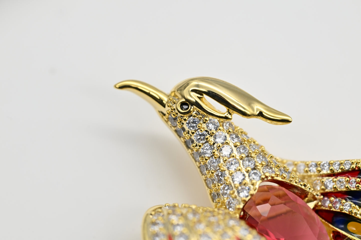 Multicolored Phoenix Brooch with Crystal Accents