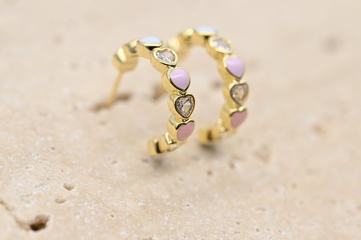 Gold-Plated Heart Hoop Earrings