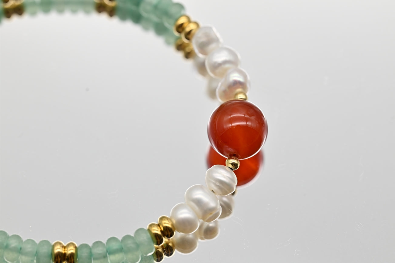Multi-Gem Beaded Bracelet with Gold Accents