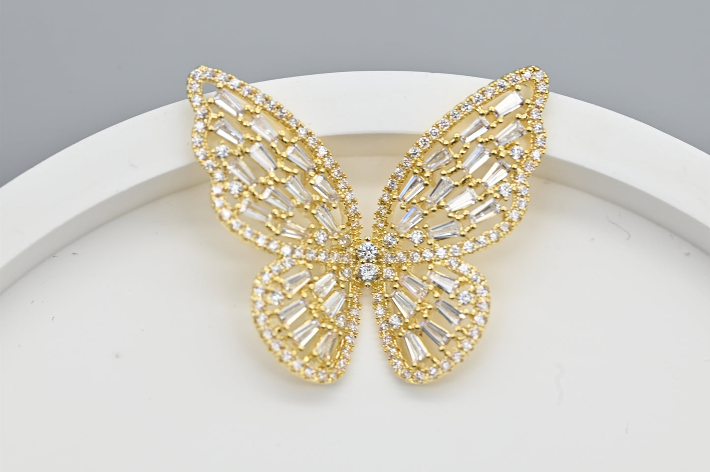 Gold and Clear Crystal Butterfly Earrings