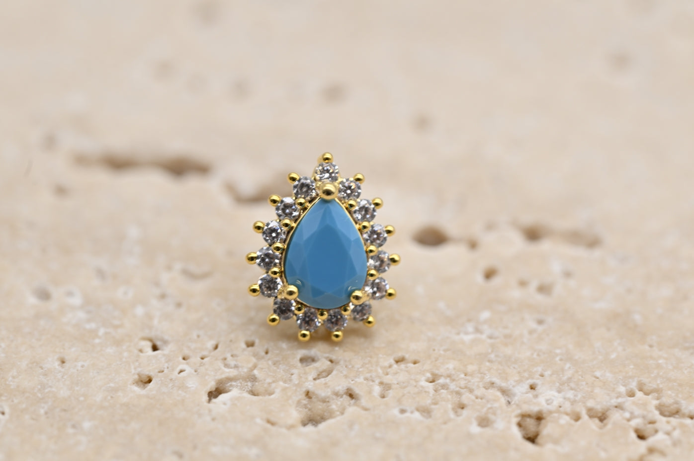 Elegant Gold-Plated Teardrop Turquoise Earrings