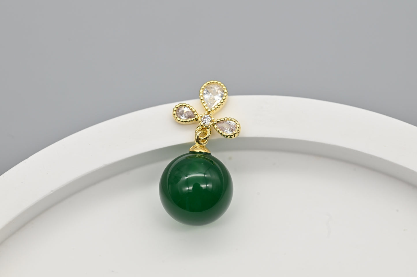 Green Gemstone Drop Earrings with Crystal Accents