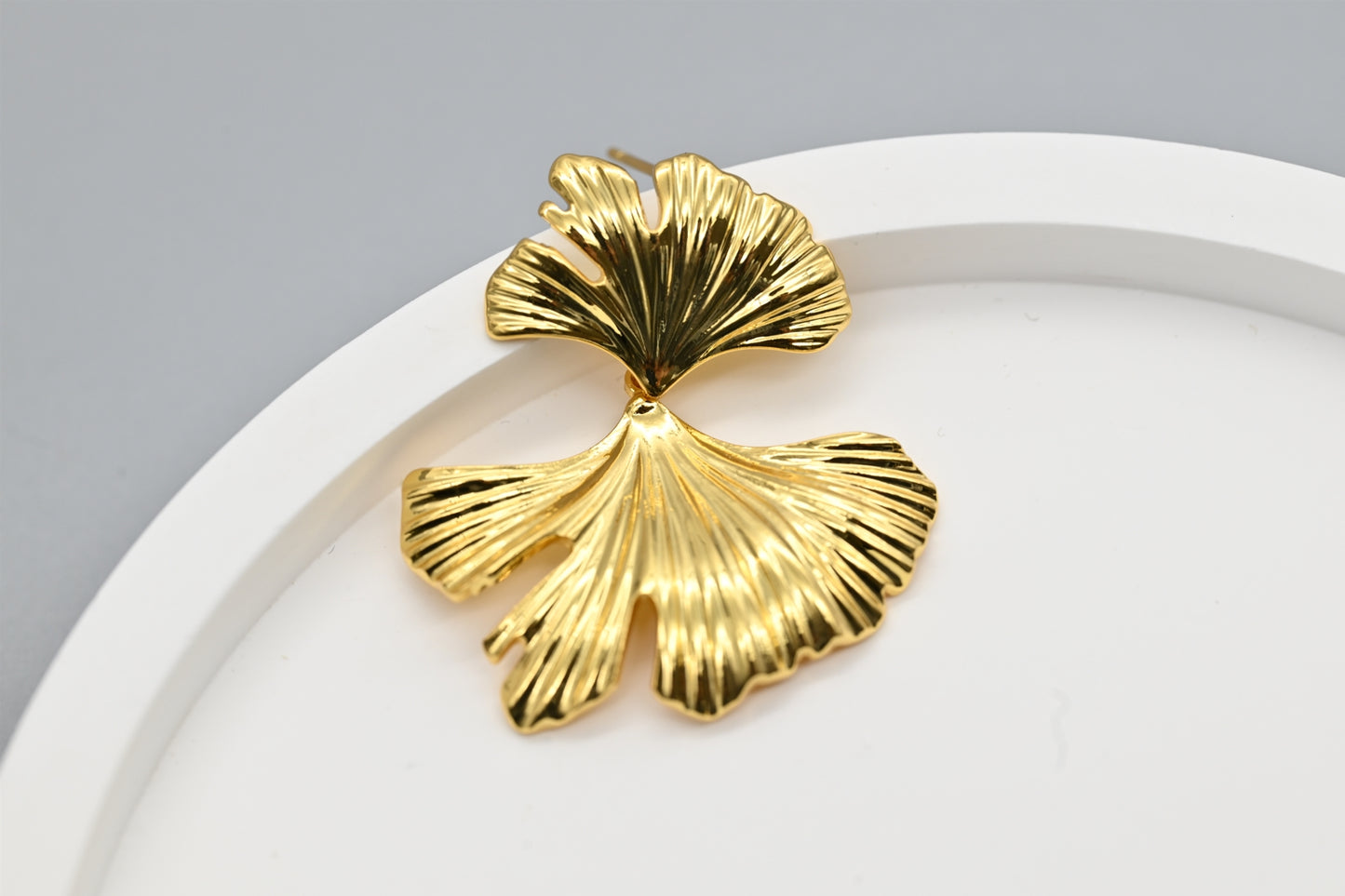 Gold Ginkgo Leaf Earrings