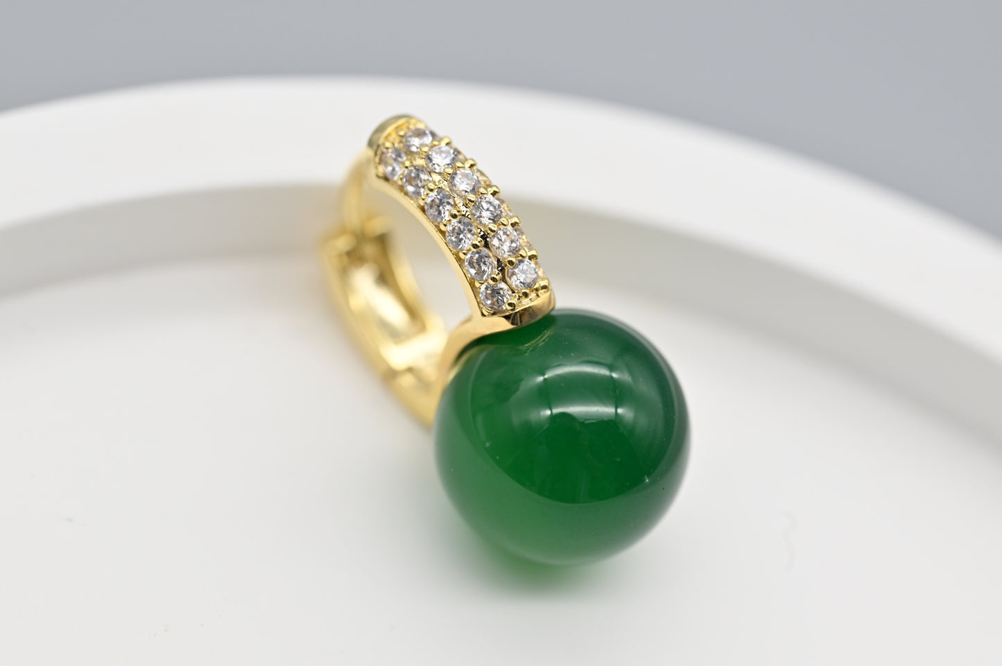 Green Gemstone Drop Earrings with Pave Crystal Accents