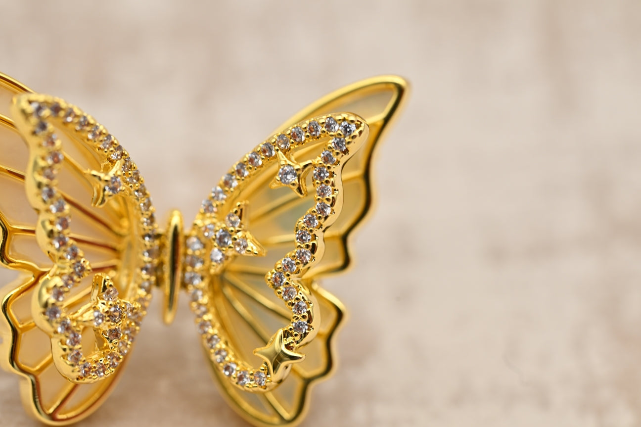 Elegant Butterfly Brooch with Crystal Accents