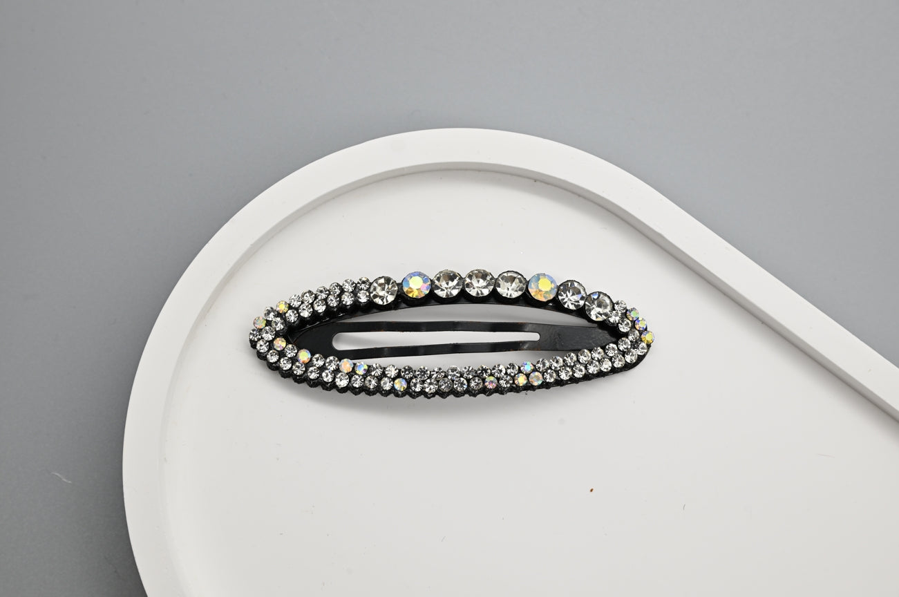 Iridescent and Black Rhinestone Hair Clips