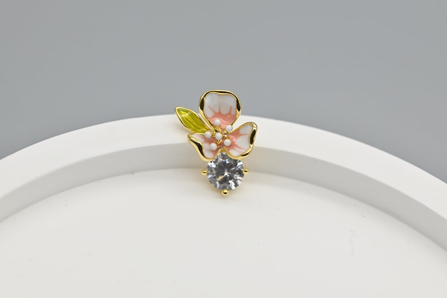 Floral Stud Earrings with Crystal Accents