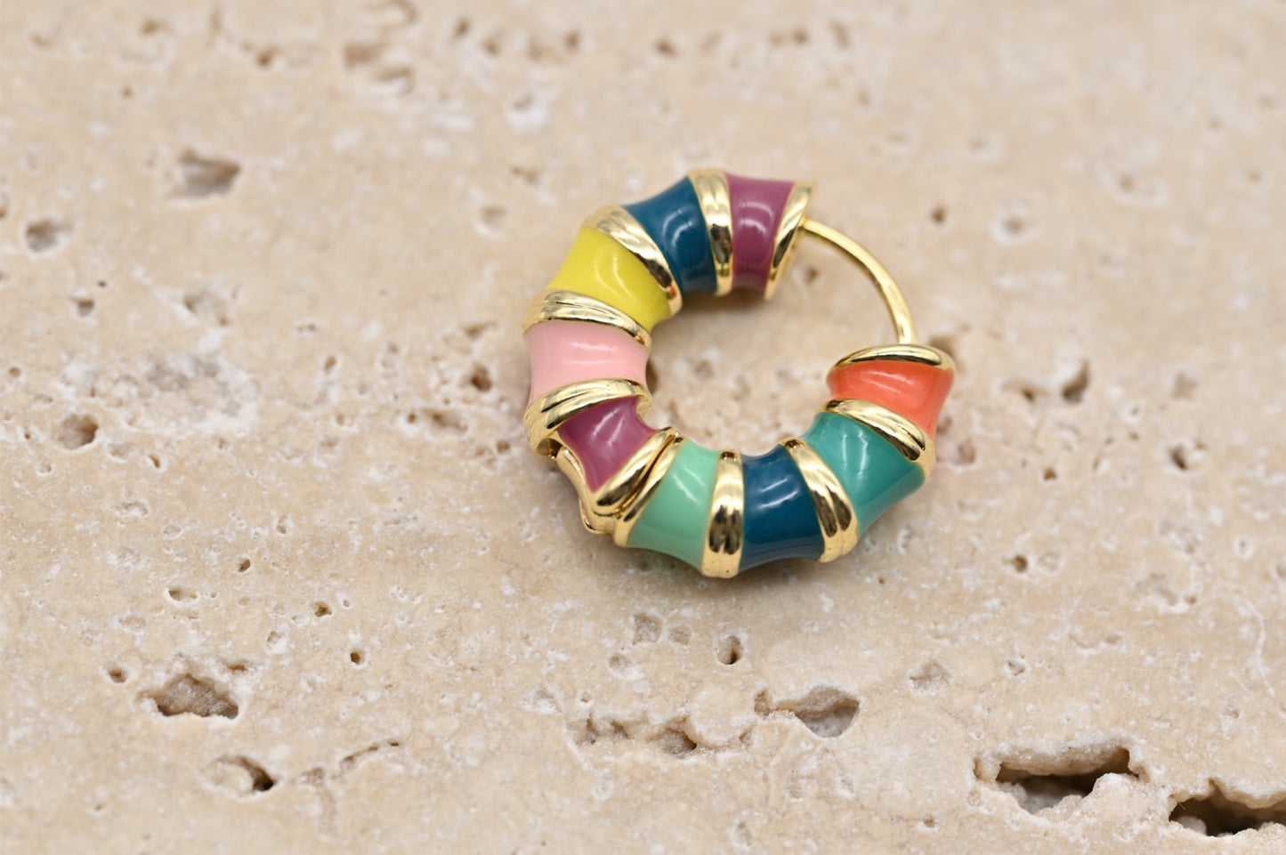Multicolored Enamel Hoop Earrings