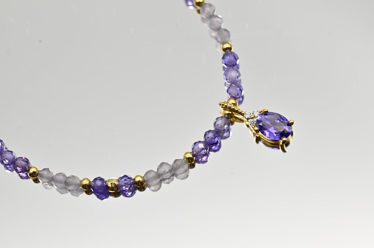 Amethyst Beaded Bracelet with Gold Accents