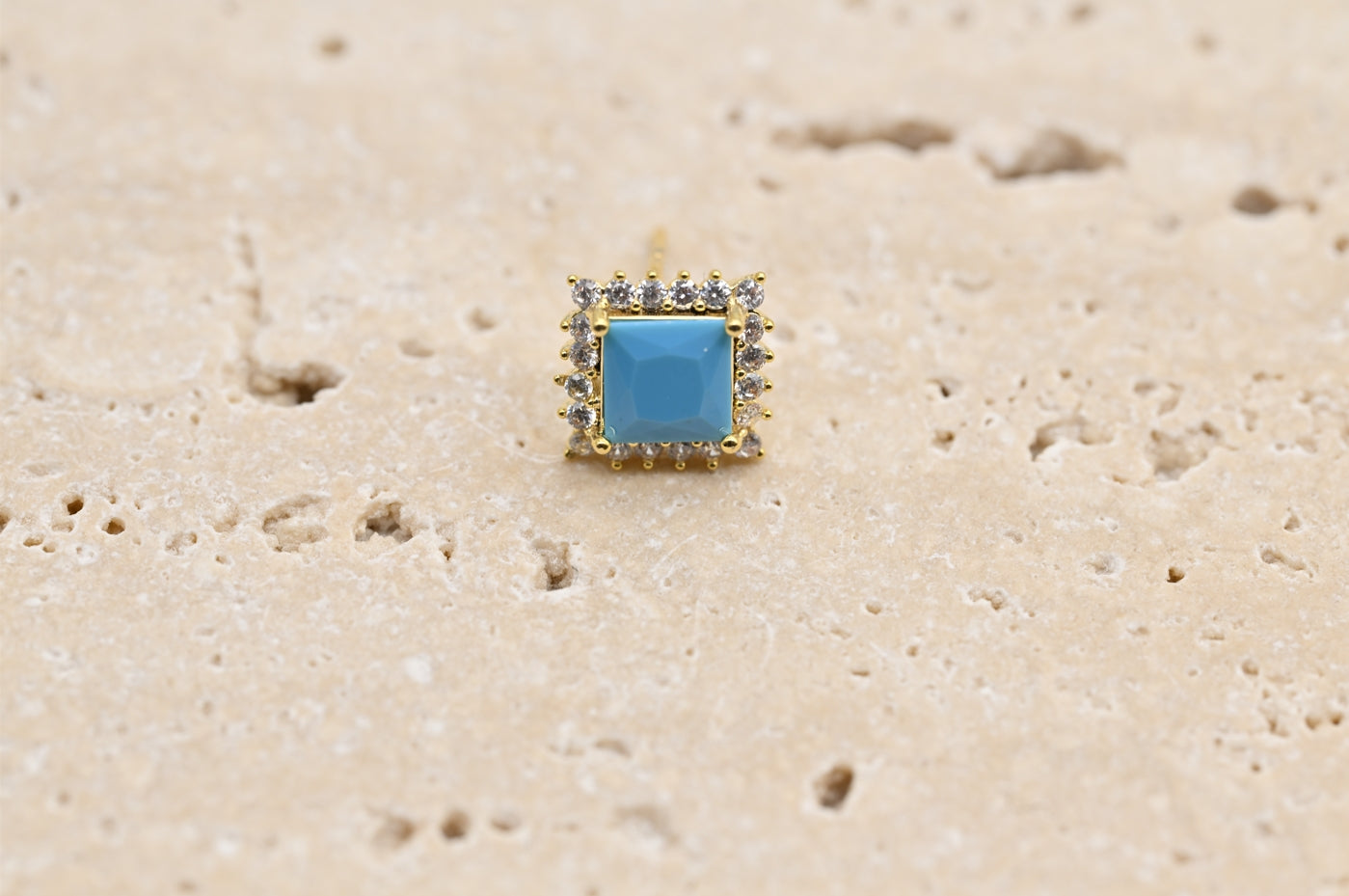 Chic Turquoise Square Stud Earrings
