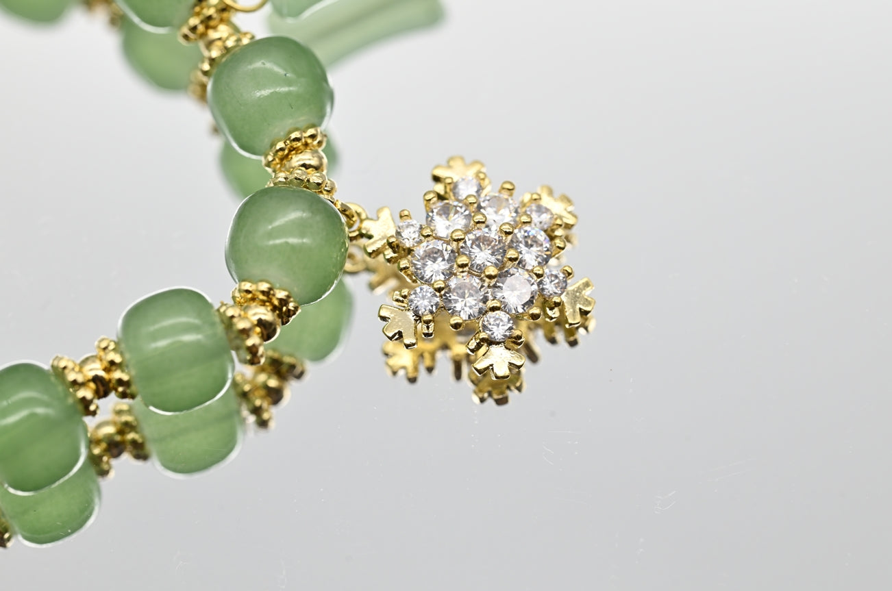 Green Aventurine Beaded Bracelet with Gold Accents