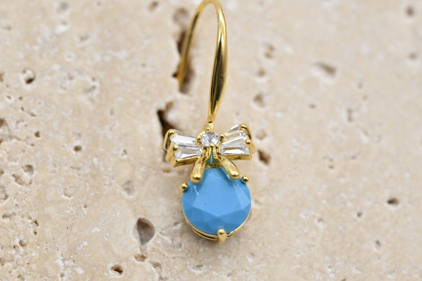 Turquoise Bow Drop Earrings