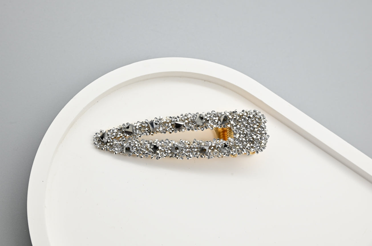 Silver Beaded Hair Clips