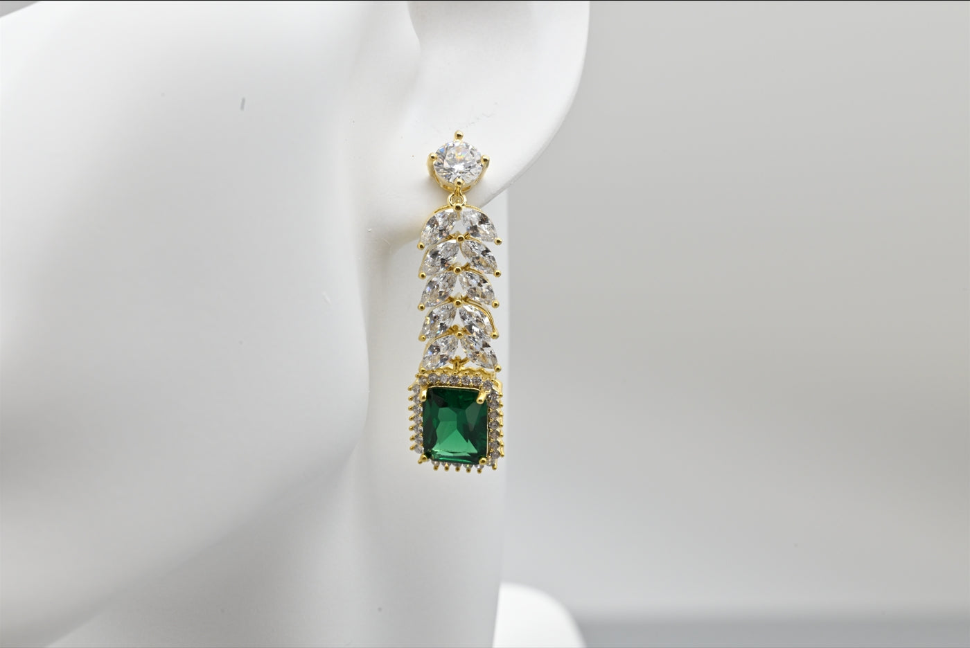 Emerald Majesty Cubic Zirconia Drop Earrings