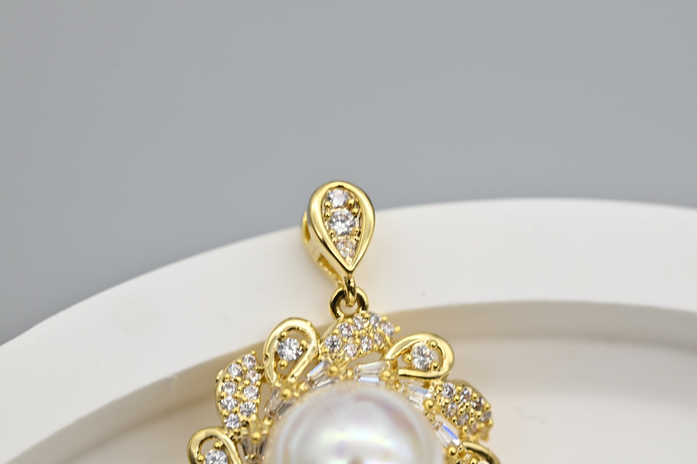 Elegant Gold-Plated Faux Pearl and Cubic Zirconia Drop Earrings