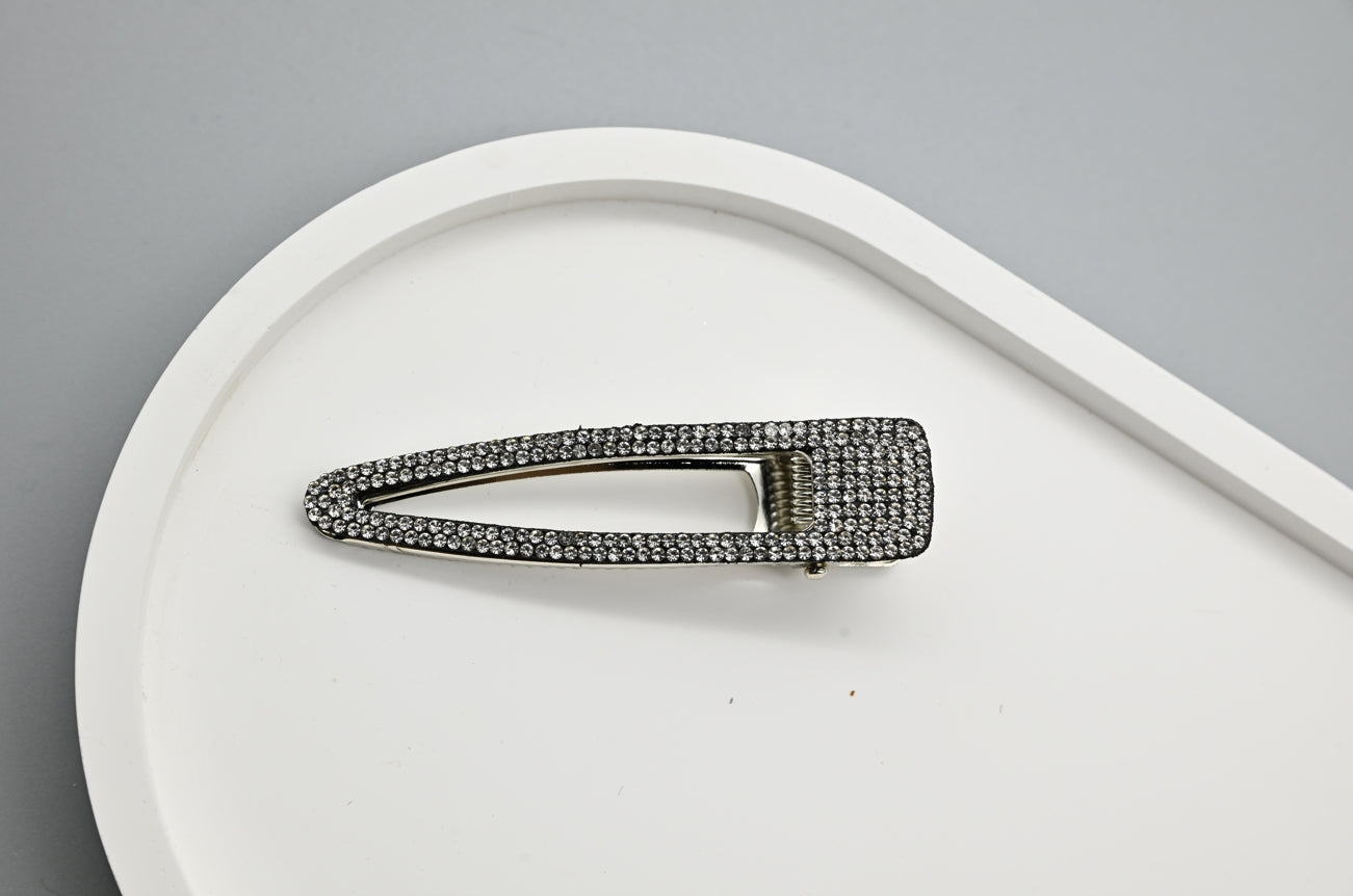 Black and Silver Rhinestone Hair Clips