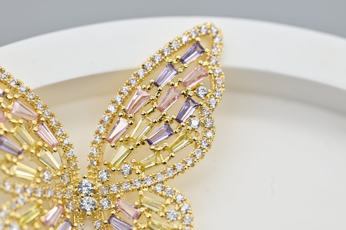 Gold and Pastel Crystal Butterfly Earrings