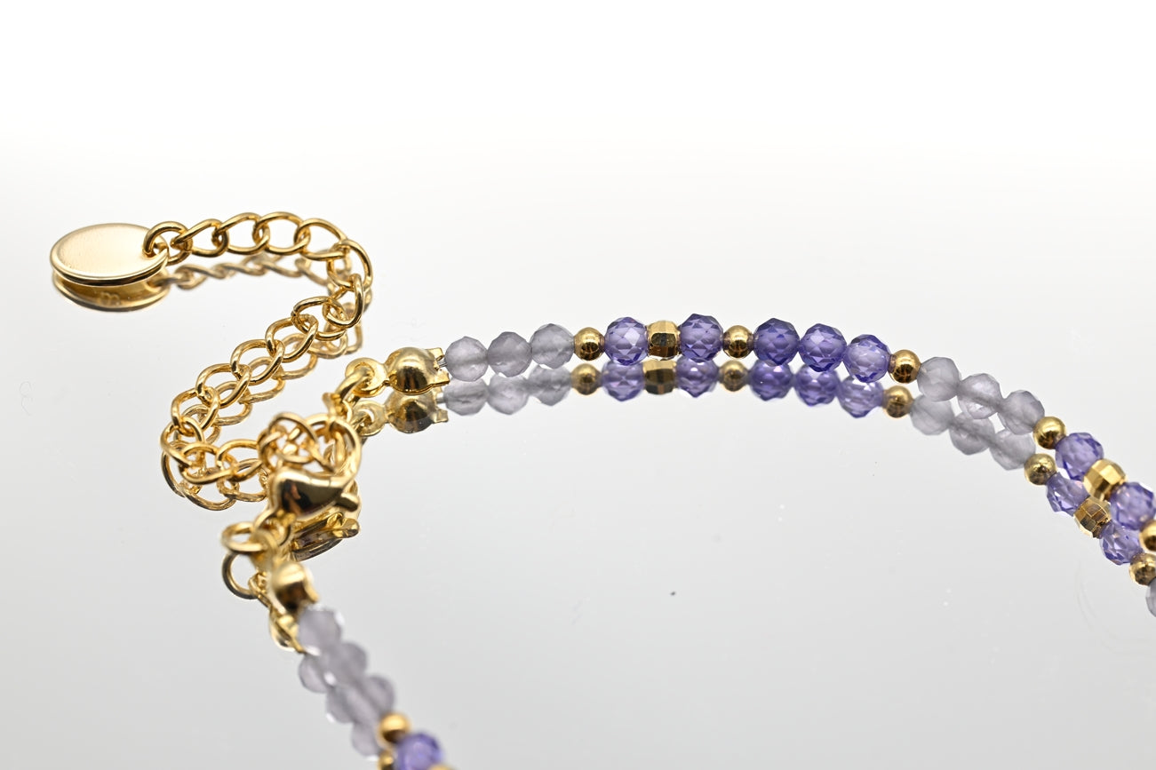 Amethyst Beaded Bracelet with Gold Accents