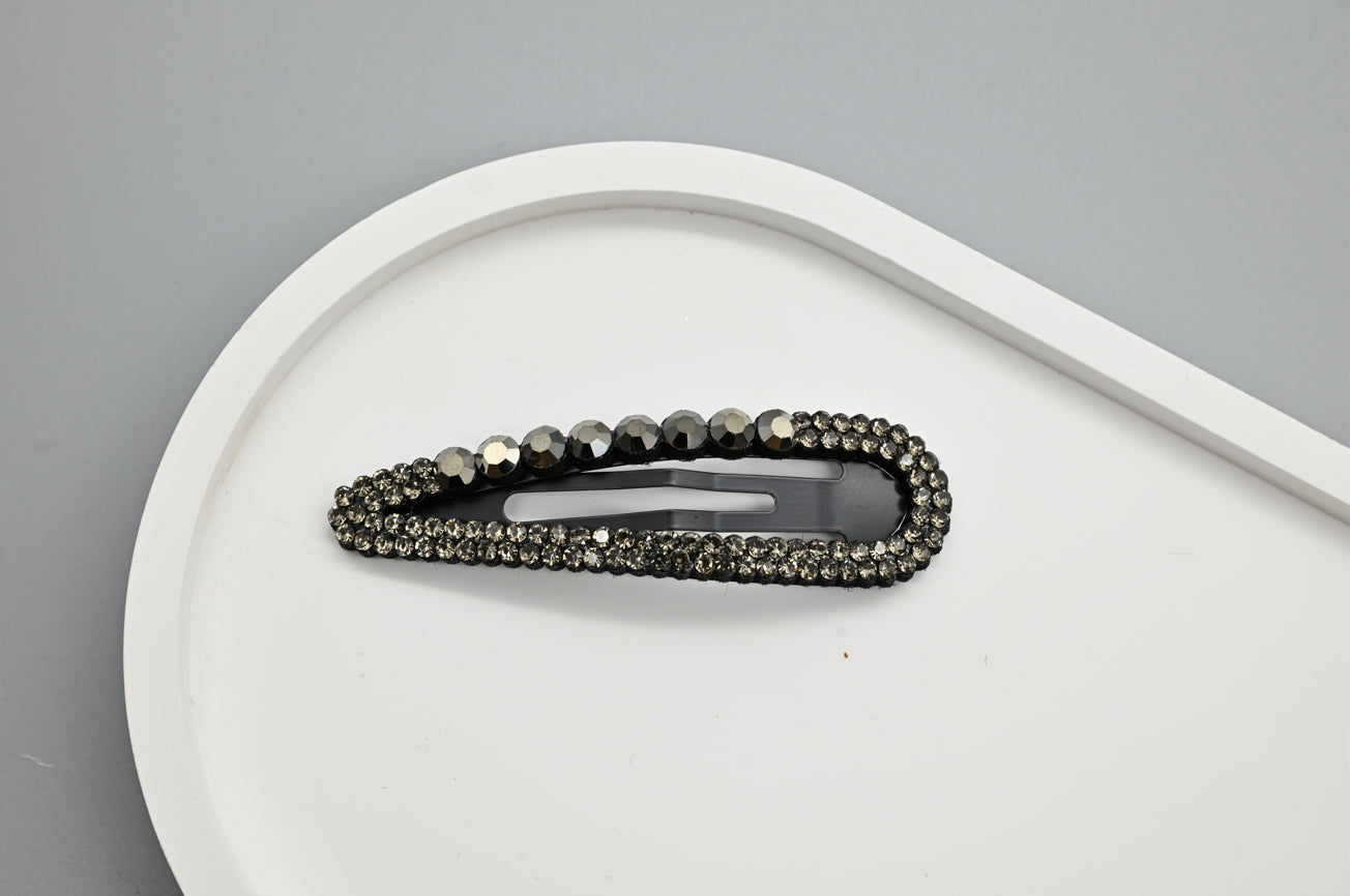 Iridescent and Black Rhinestone Hair Clips