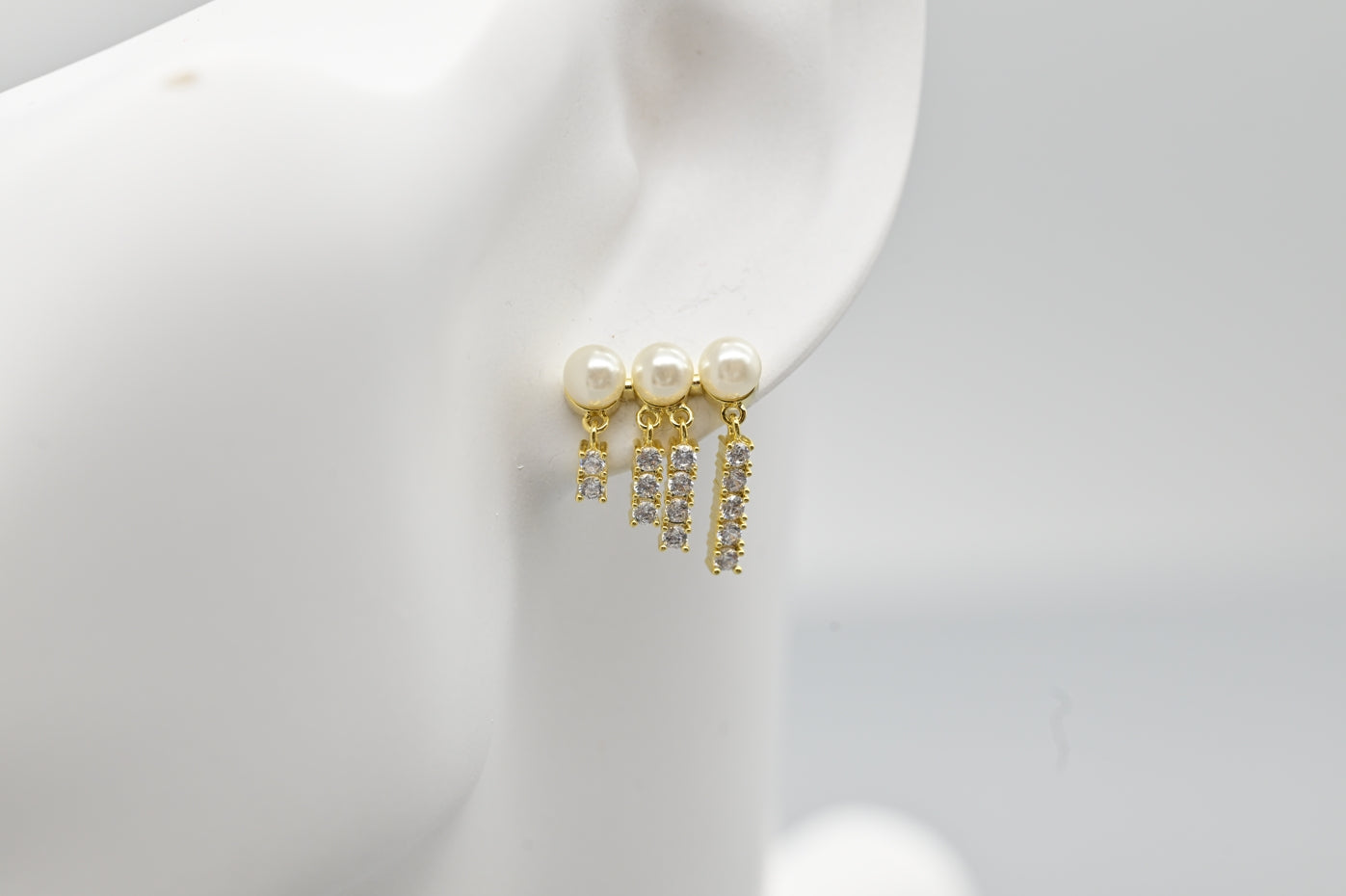 Elegant Gold-Plated Drop Earrings with Faux Pearls