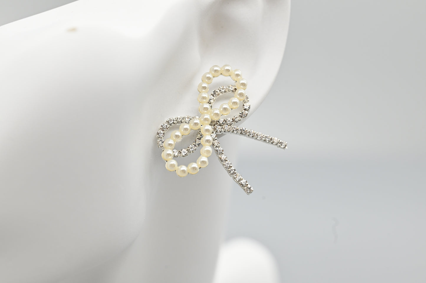 Pearl and Crystal Bow Earrings
