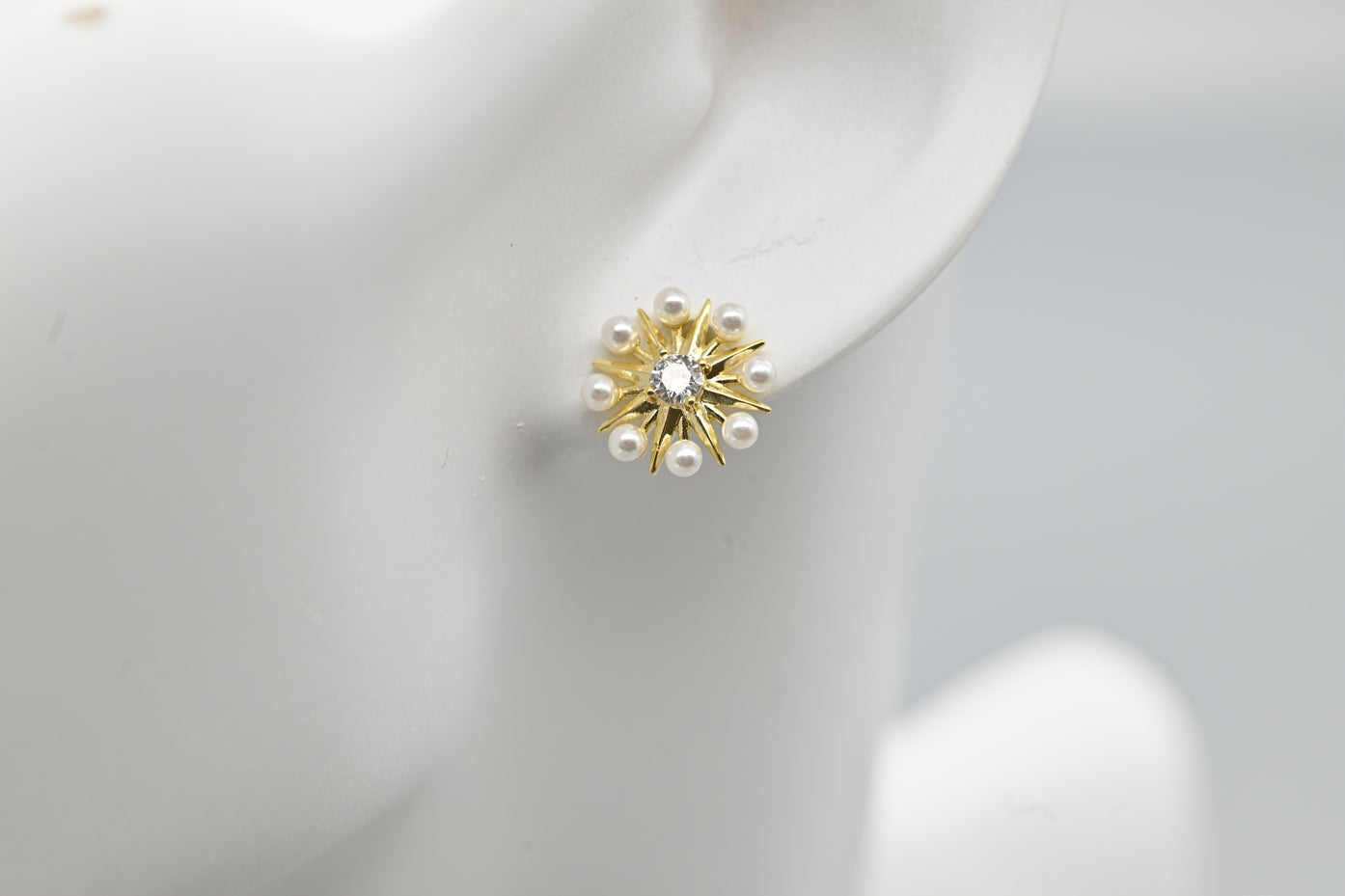 Radiant Gold-Plated Sunburst Stud Earrings