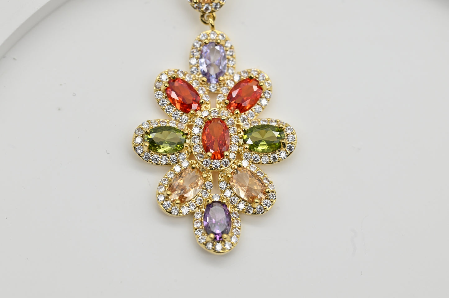 Colorful Gemstone Floral Earrings