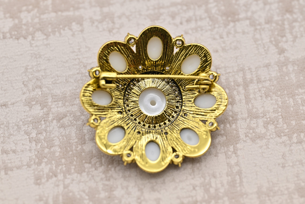 Vintage Pearl Medallion Brooch