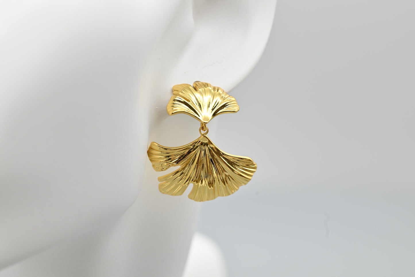 Gold Ginkgo Leaf Earrings