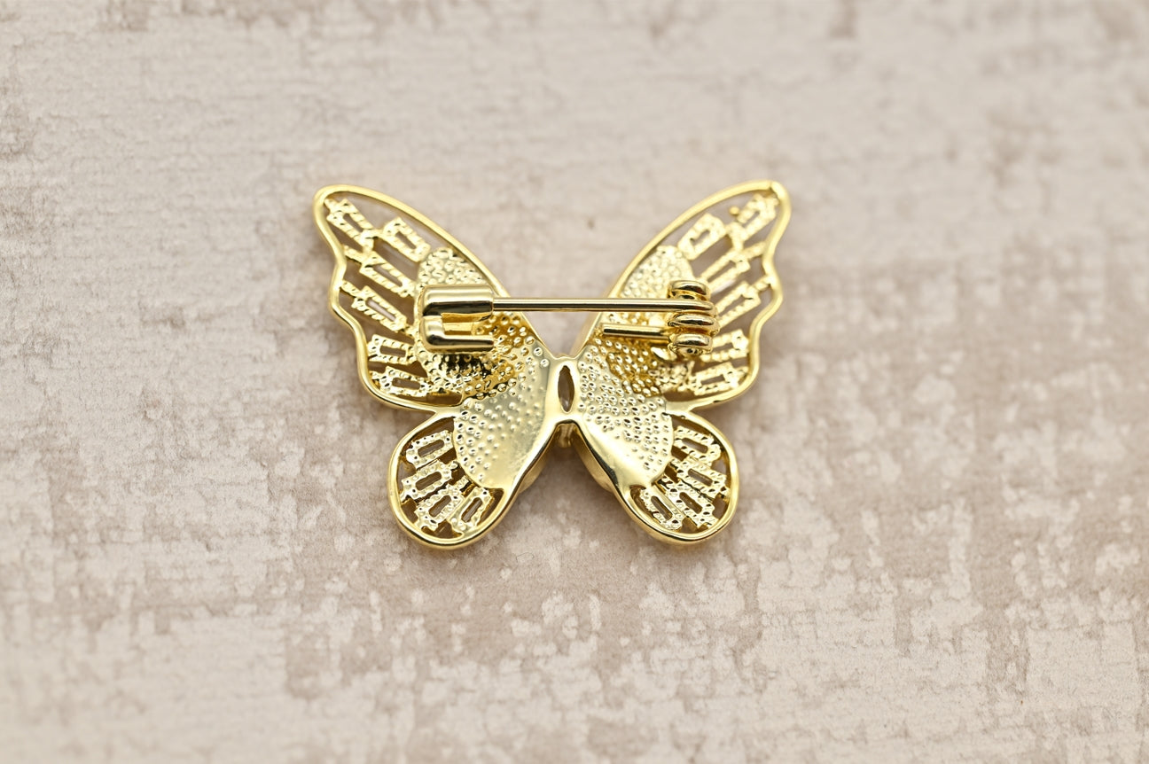 Opulent Mother-of-Pearl Butterfly Brooch