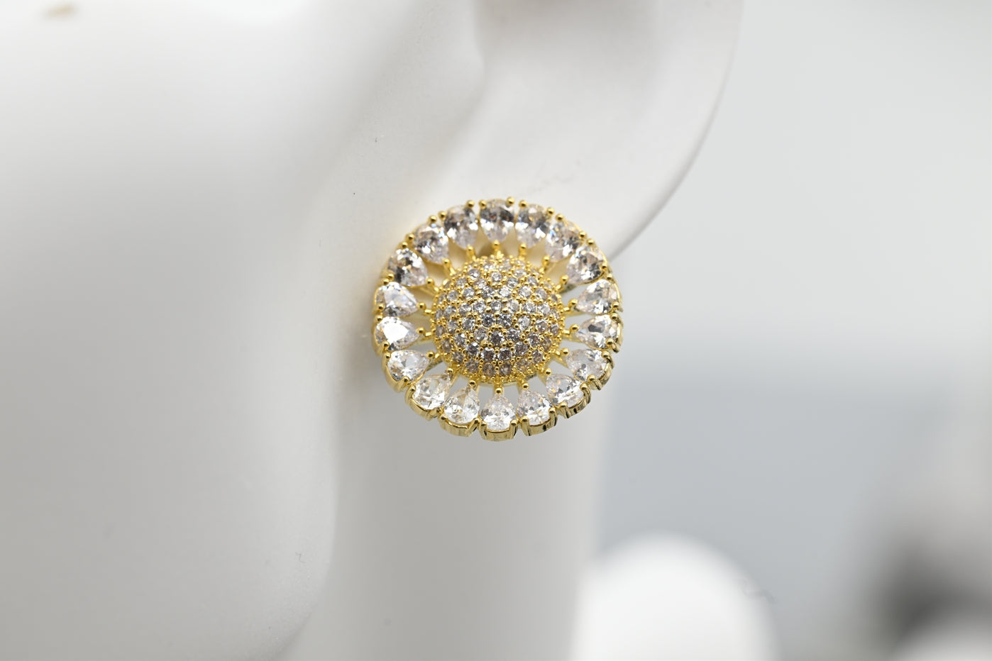Stunning Gold-Plated Cubic Zirconia Stud Earrings