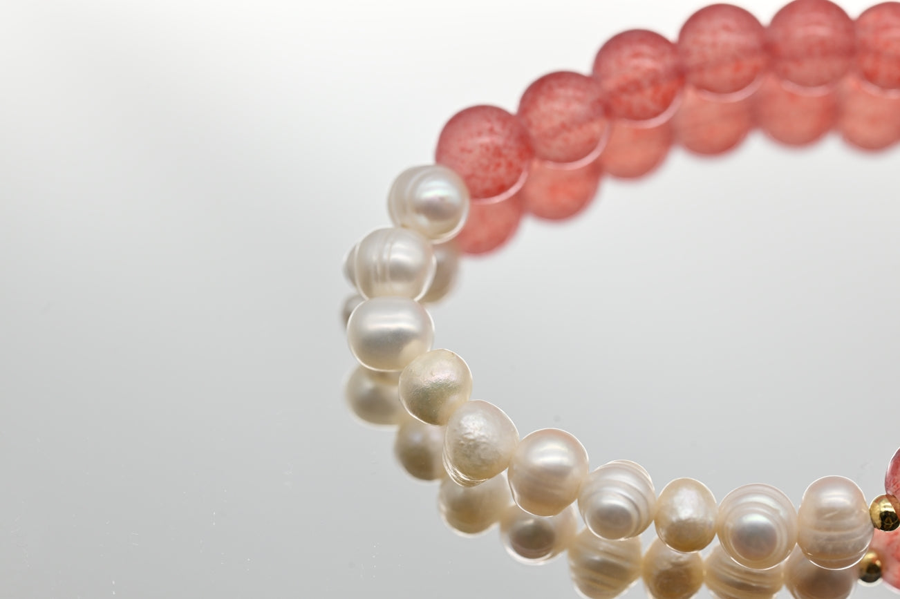 Pink Beaded Bracelet with Pearls