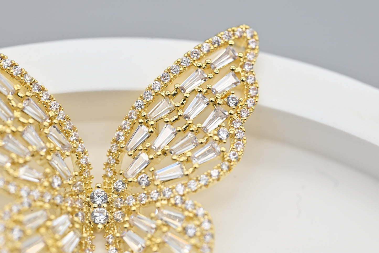 Gold and Clear Crystal Butterfly Earrings