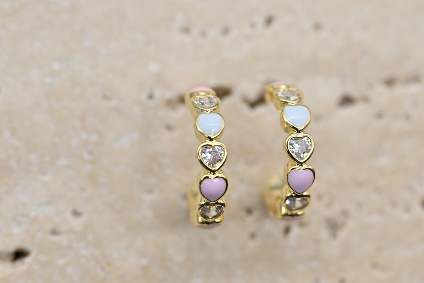 Gold-Plated Heart Hoop Earrings