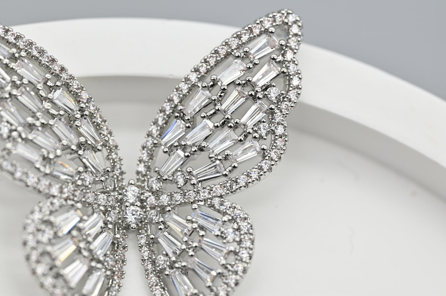 Silver Crystal Butterfly Earrings