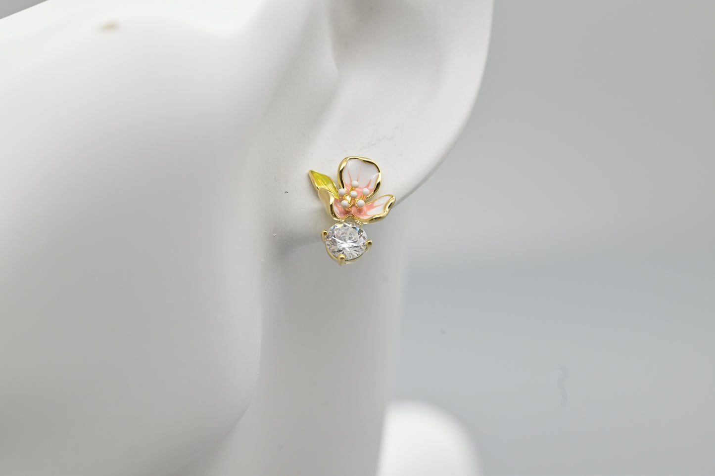 Floral Stud Earrings with Crystal Accents