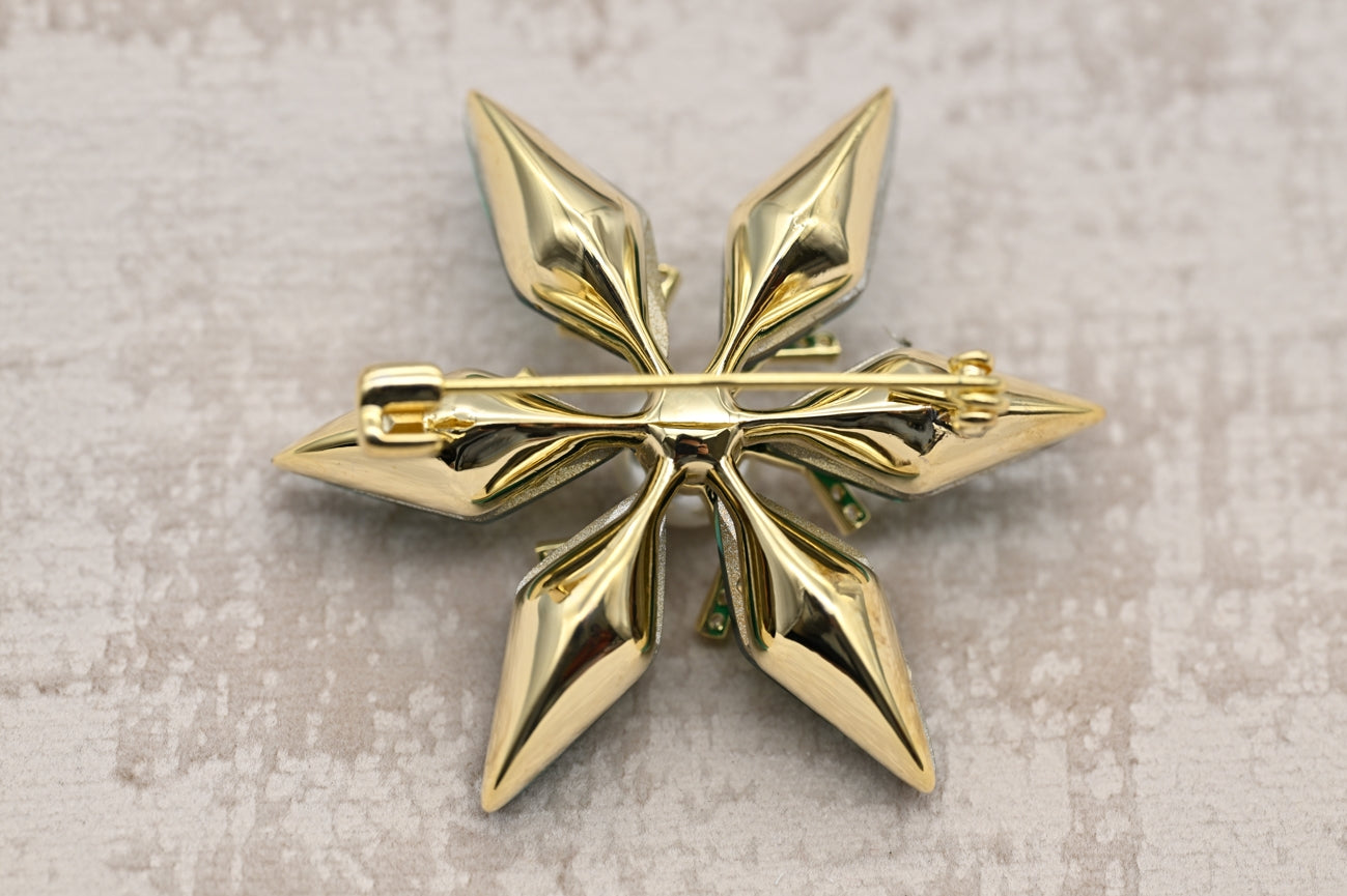 Emerald Snowflake Brooch
