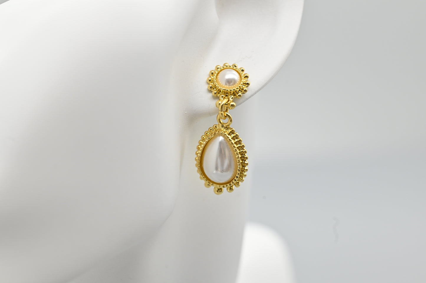 Gold and Pearl Teardrop Earrings