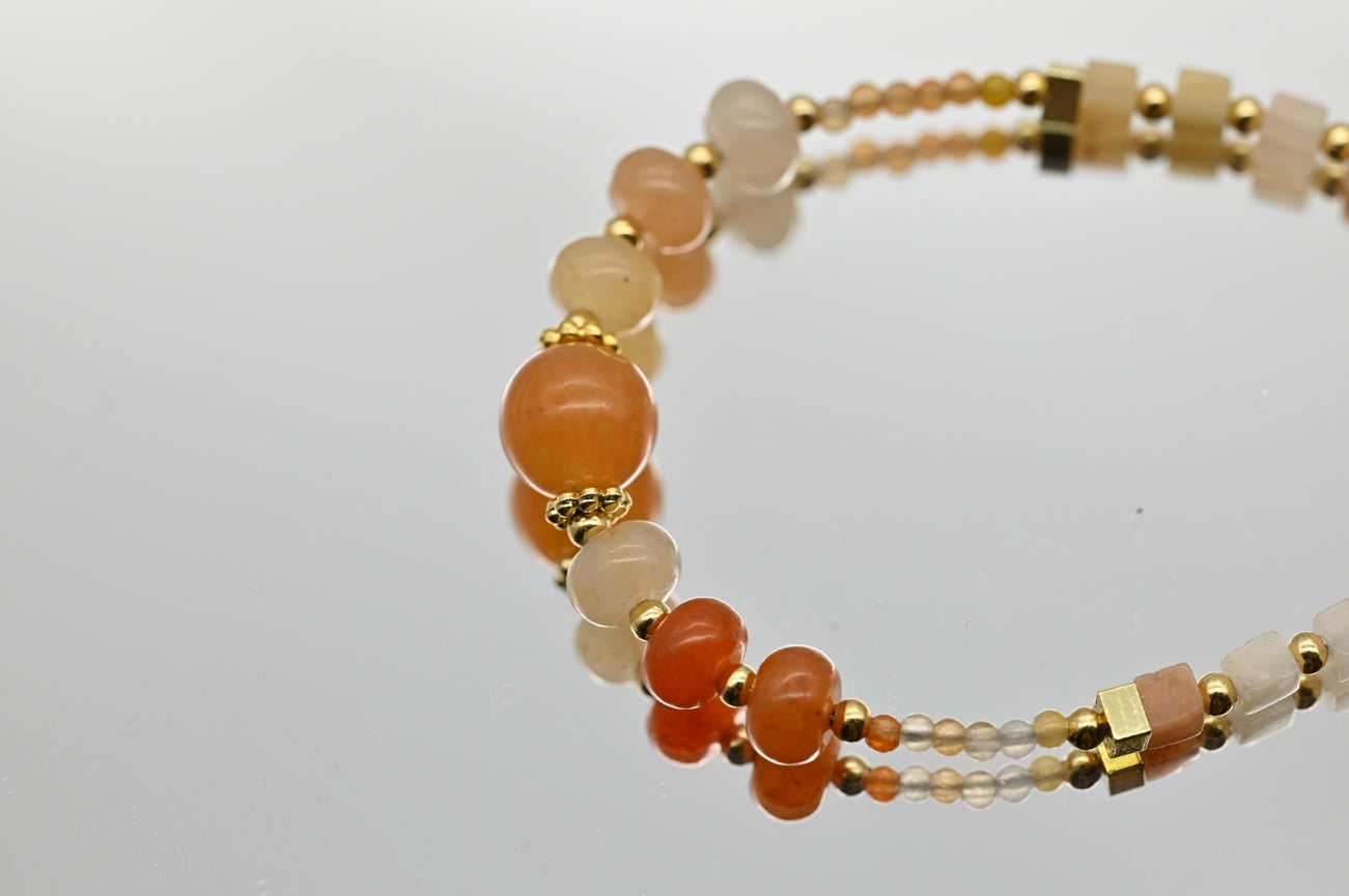 Orange and Gold Beaded Bracelet