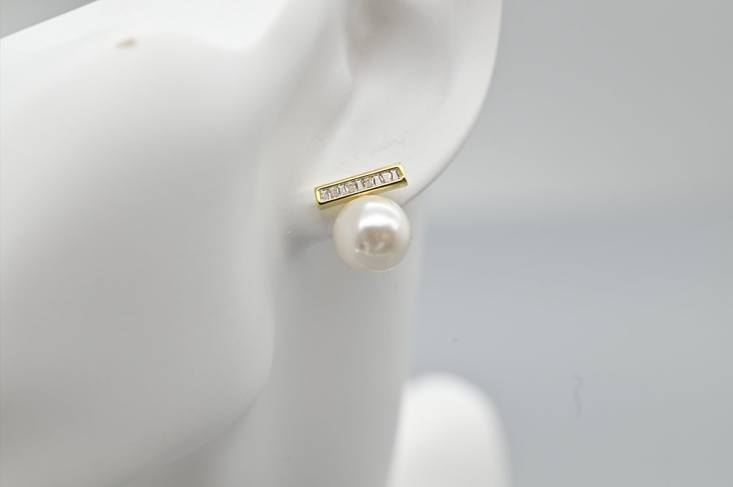Pearl and Crystal Bar Earrings