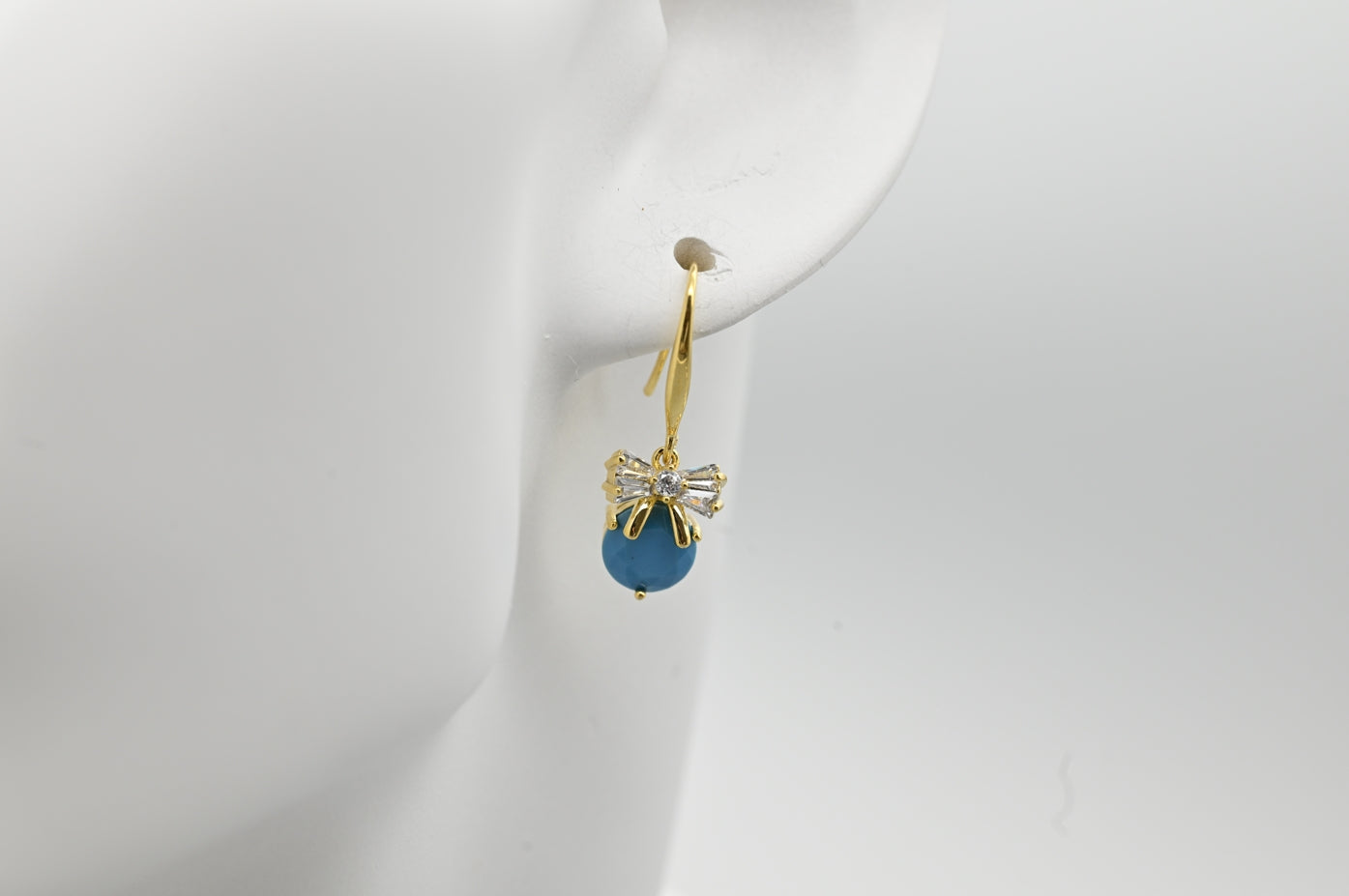 Turquoise Bow Drop Earrings