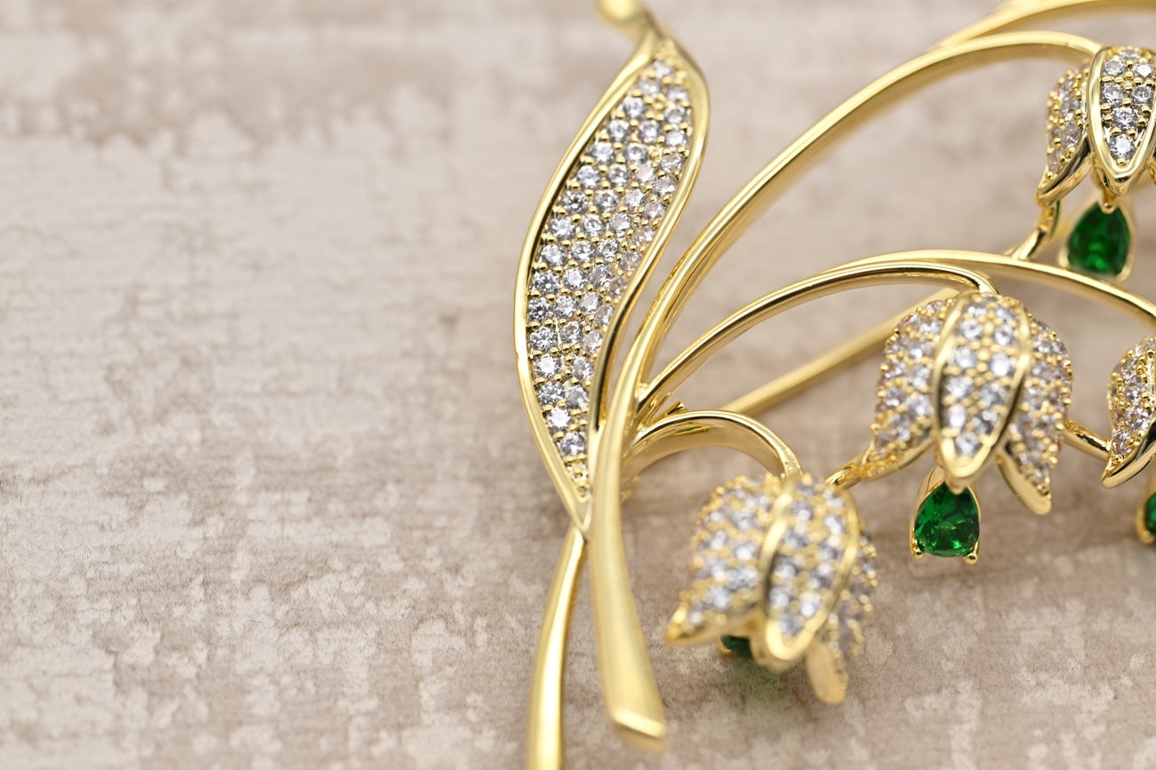Graceful Lily of the Valley Brooch
