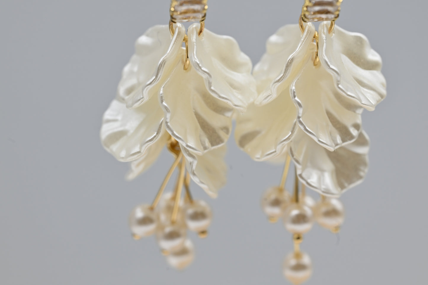 Pearl and Leaf Drop Earrings