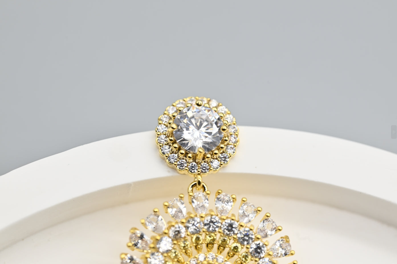 Radiant Gold-Tone Sunburst Earrings with Crystals
