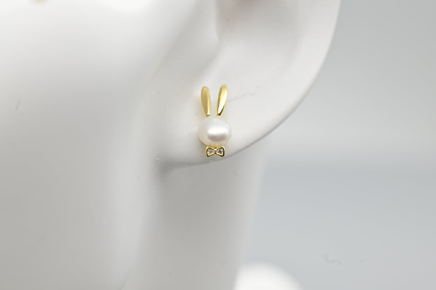 Bunny Ears Faux Pearl Stud Earrings