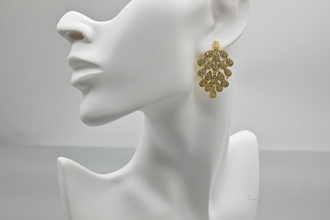 Golden Radiance Cubic Zirconia Chandelier Earrings