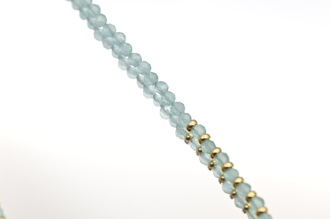 Aquamarine and Pearl Necklace with Gold Accents