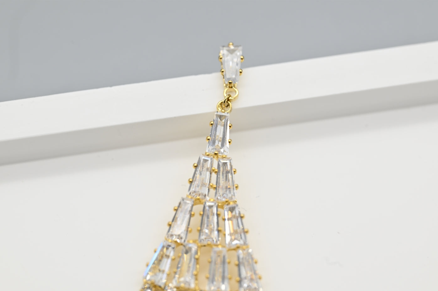 Glamorous Gold-Plated Cubic Zirconia Chandelier Earrings