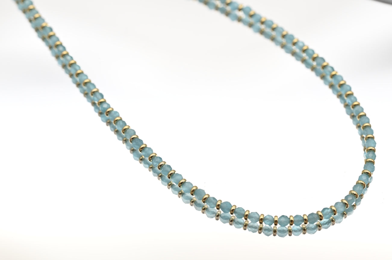 Turquoise Bead Necklace with Gold Accents