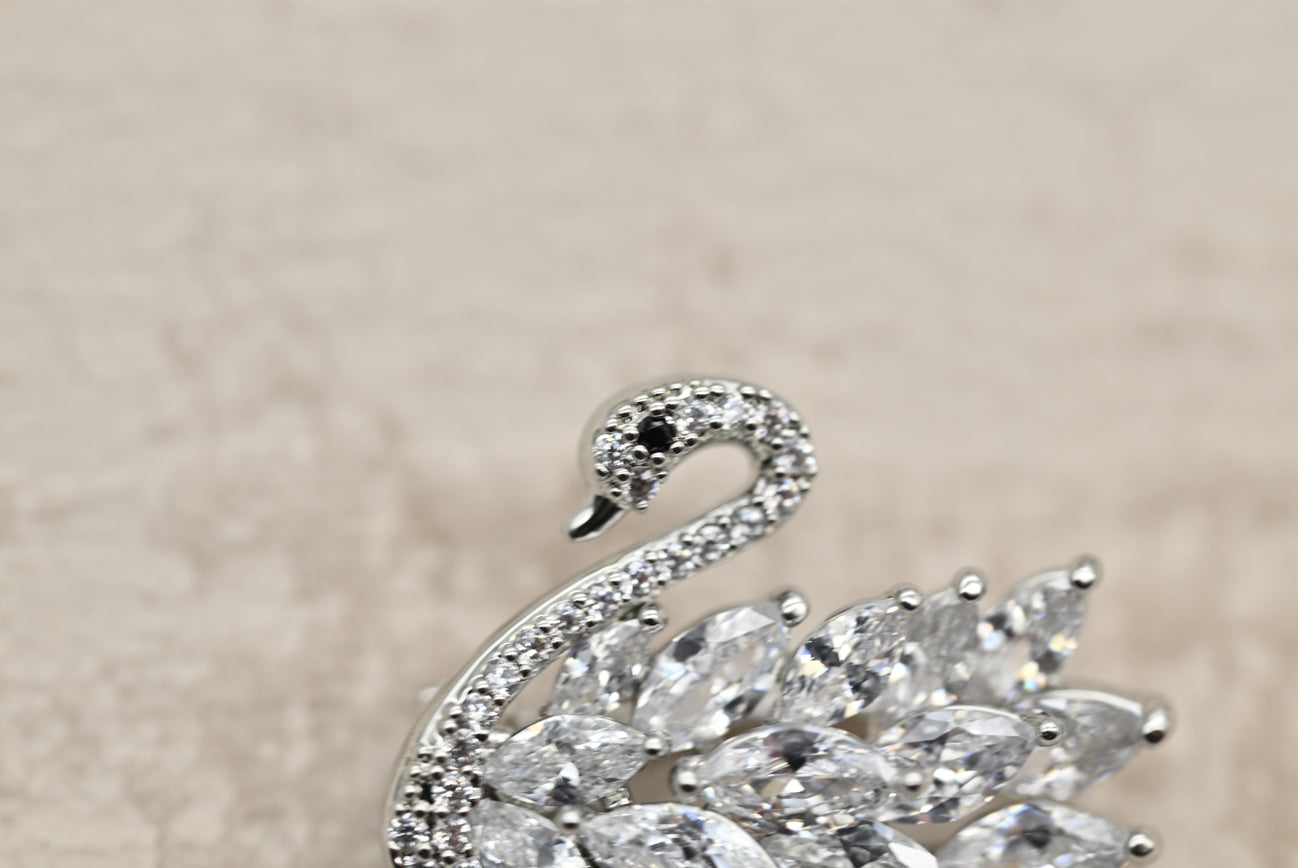 Elegant Crystal Swan Brooch